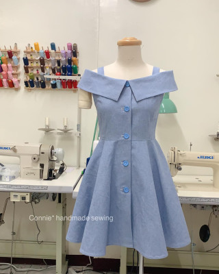 一字領洋裝紙型 (成人:XS~L)