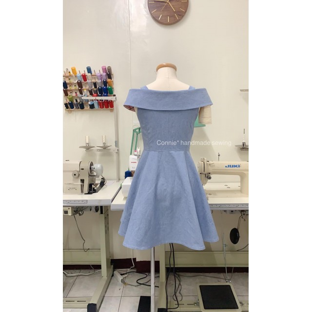 一字領洋裝紙型 (成人:XS~L)