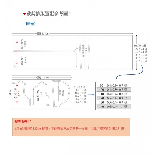 兔耳帽背心紙型 (兒童:90~140) 