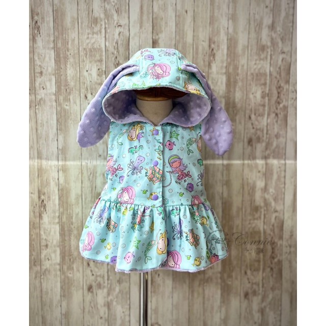 兔耳帽背心紙型 (兒童:90~140) 