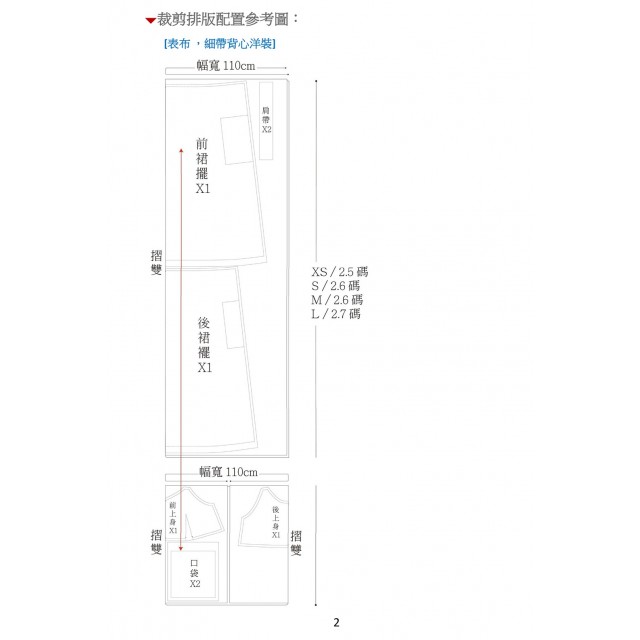 細肩帶洋裝&細肩帶上衣紙型 (成人:XS~3XL)