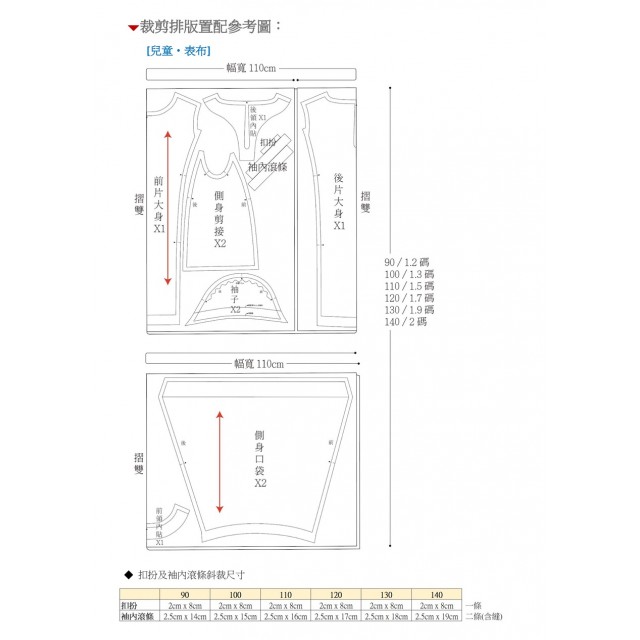 大口袋花苞洋裝紙型 親子款 (小孩:90-140cm ● 成人:S、M、L)