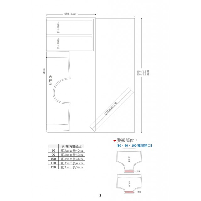 小屁裙紙型 (兒童:80~120) 