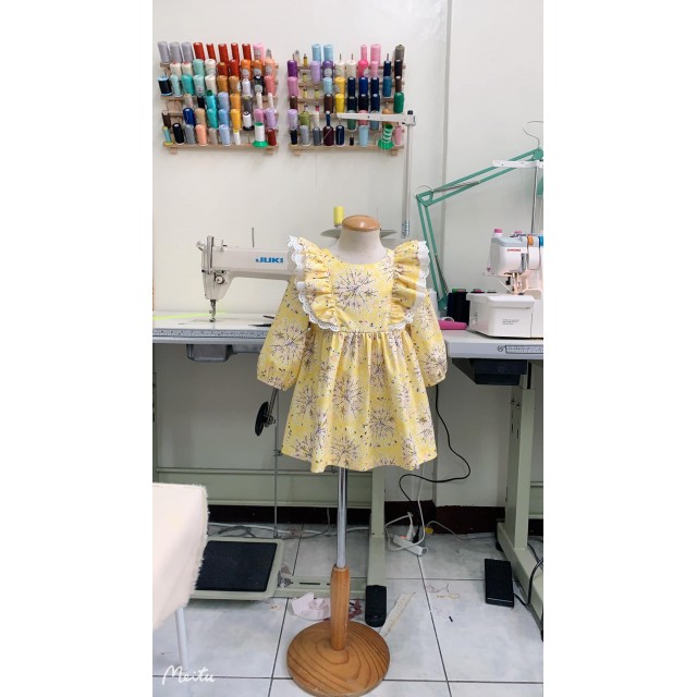 長袖荷葉洋裝紙型 (兒童:90~140) 