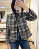 女裝甲級-全裡西裝領對格立式口袋外套(黑白彩條樣衣)