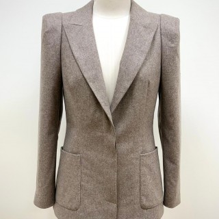 女裝甲級-全裡翻領箱型袖隱藏式門襟外套(卡其色樣衣)