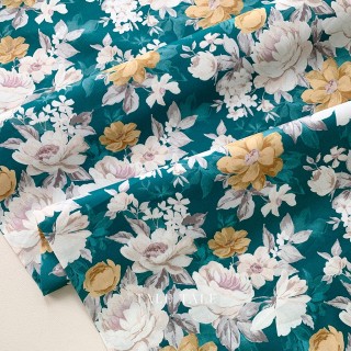 美國品牌棉布 布雷克之花-雲杉綠 現貨布