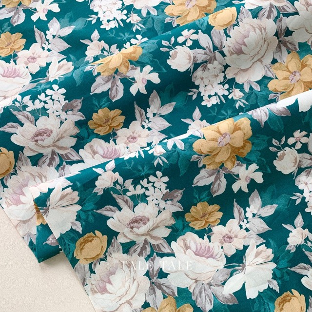 美國品牌棉布 布雷克之花-雲杉綠 現貨布