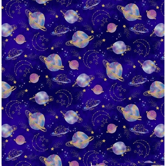 美國品牌棉布 燙金-夢幻星球 現貨布