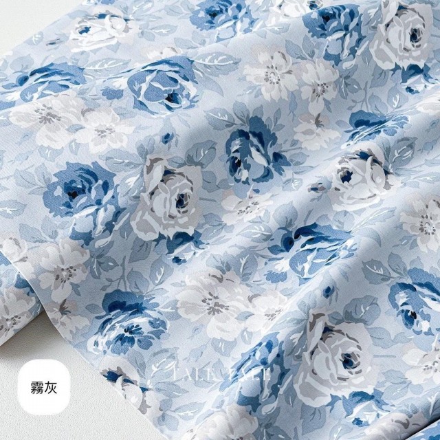 美國品牌棉布 寧靜之藍-霧灰-現貨布